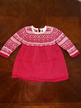 Hanna Andersson Christmas sweater dress red 80 18 24 months 2t